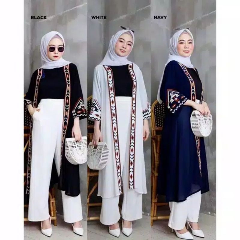Pakaian wanita cardigan wanita outer panjang cardi etnik kardigan polos kardi bordir bohemian