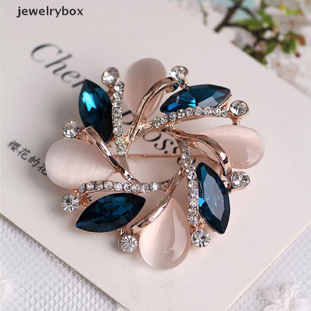 [jewelrybox] 1pc Fashion Bros Bentuk Bauhinia Kristal Baru Untuk Wanita Dress Pin Hias Butik