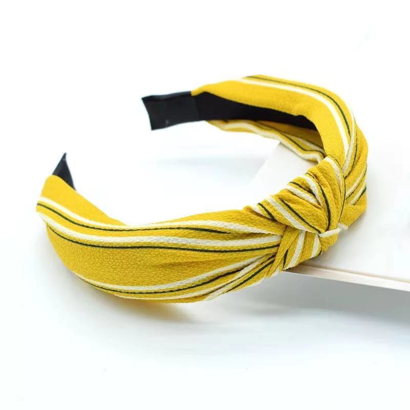 Bandana Motif Bando Simpul Aksesoris Rambut Wanita Bando Ala Korean Style Import-AR-62 #3 KuningGaris