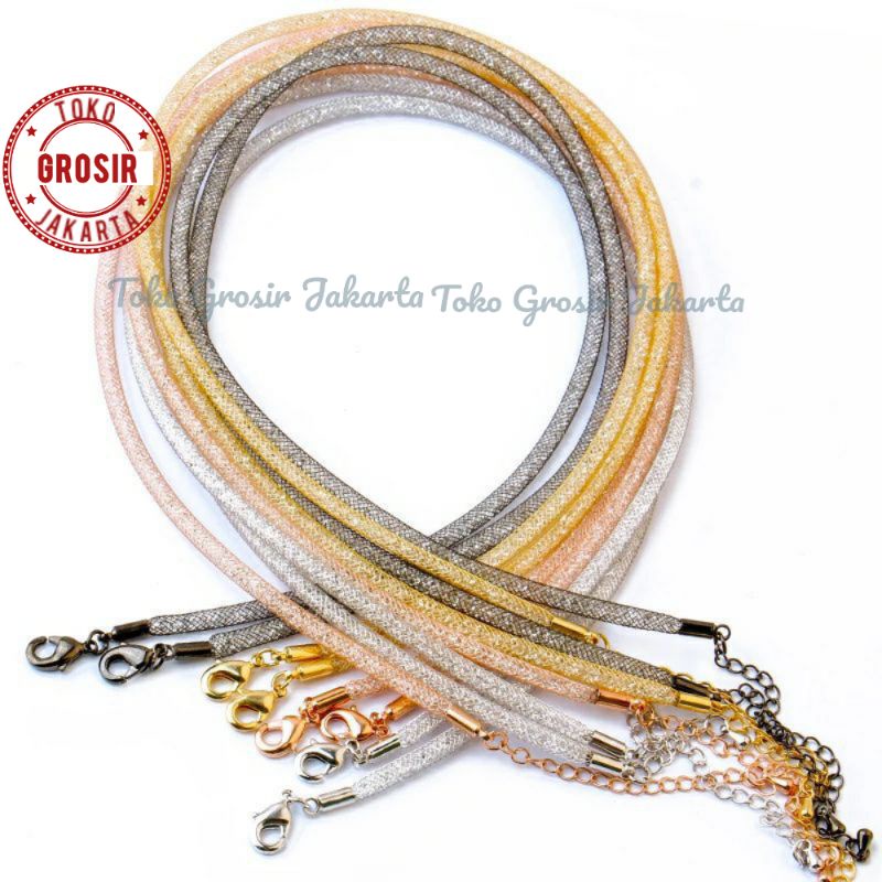 Kalung Tali Kawat Kristal Gliter Anti Air Waterproof