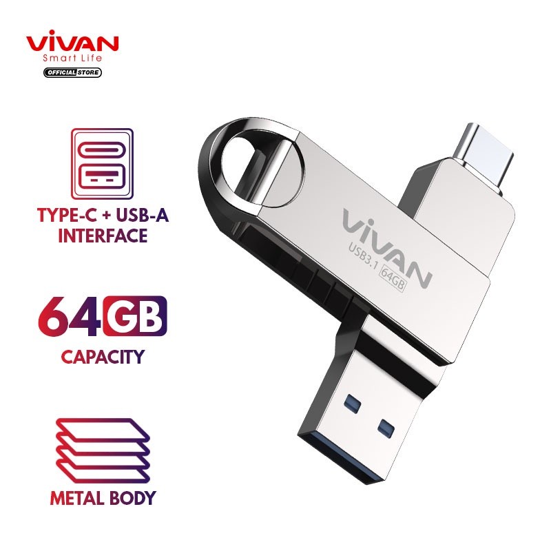 Vivan VOC264 64GB / 32GB Flashdisk OTG USB-C &amp; USB3.1