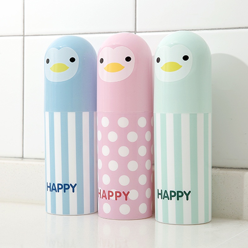 Cartoon Cute Penguin Toothpaste Cup Case Travel Portable Toothbrush Holder Case Hiking Sanitary Ware Suit Storage Box