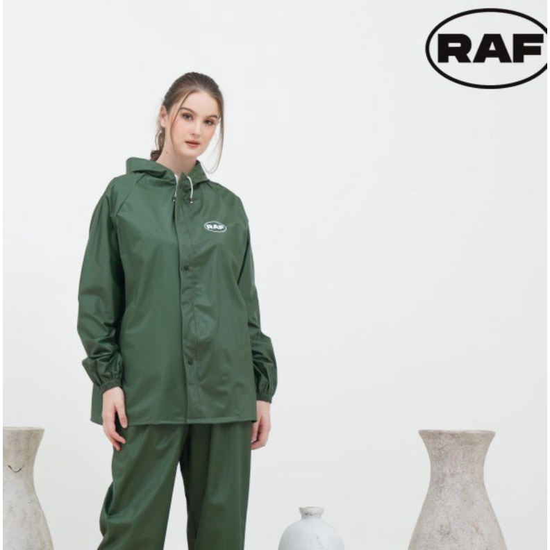 JAS HUJAN RAF,RAINCOAT,JAS HUJAN TERBAIK•PRIA WANITA DEWASA warna hijau army