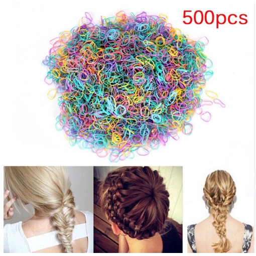 500Pcs / Kantong Karet Ikat Rambut Kecil Elastis