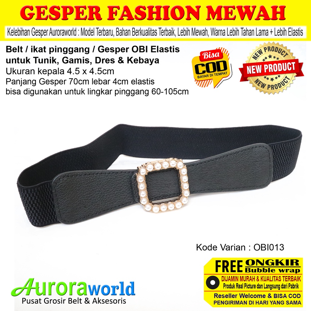 AURORAWORLD ikat pinggang wanita premium belt elastis wanita obi belt karet gesper kebaya sabuk mewah korea untuk dress tunik gamis bisa cod