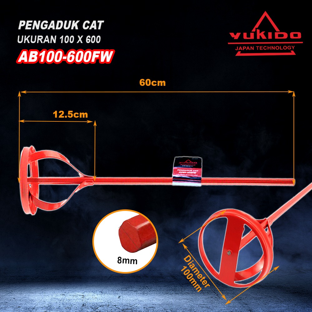 HARGA SPESIAL !! Stik Pengaduk Cat Semen 60 x 400 mm - 80 X 400MM - 100 X 600MM Tangkai Mixer Bor Cat Semen HARGA PROMO