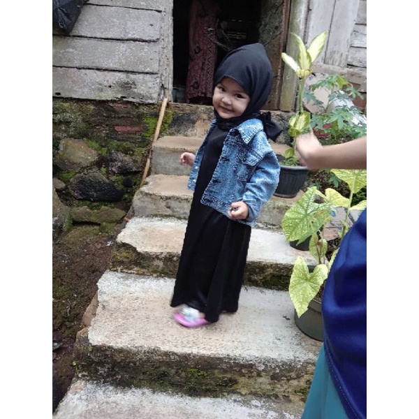 Jaket Jeans Anak Perempuan + Gamis Anak Set Jeans Viral 1-8 Tahun