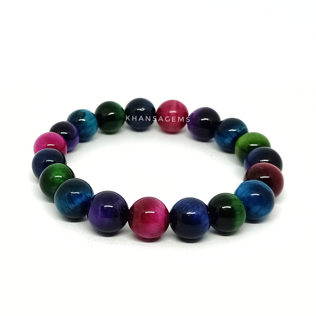 GELANG BATU NATURAL RAINBOW TIGER EYE DIM BAGUS