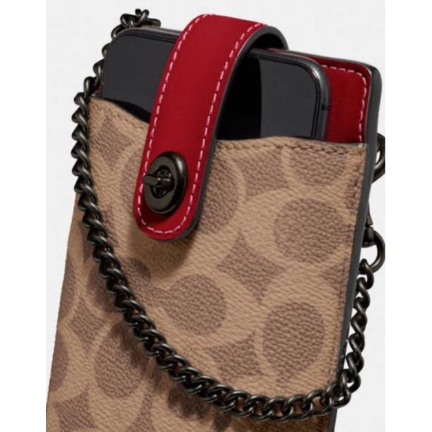 Coach Turnlock Chain Phone Crossbody In Blocked Signature Canvas(825)