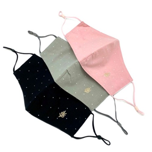 

La Floret 3 pcs Masker Kain Soft Cotton leaf embroidery 2 layer protection mask