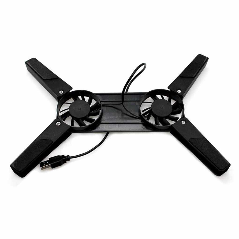 BA1- Elenxs Notebook Cooling Pad Lipat Portable X Stand Dual Fan - 818