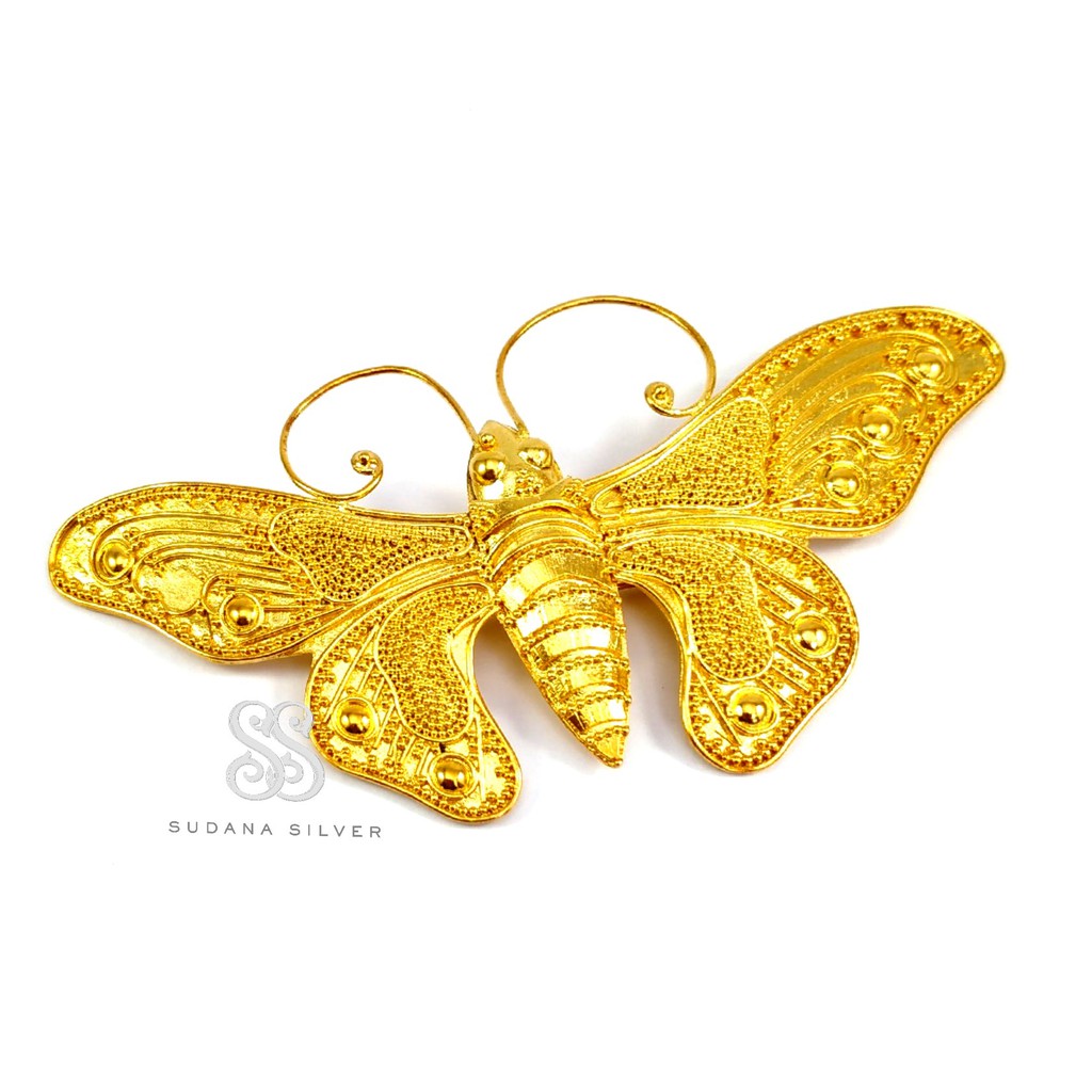 Bros Kupu-Kupu Perak Silver 925 Gold Plated Bali