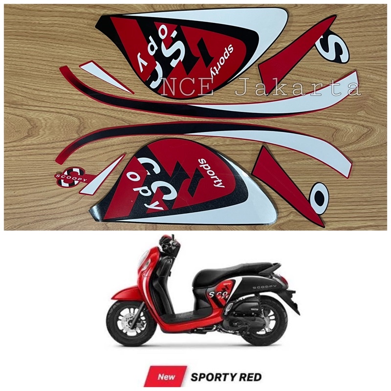 STIKER STRIPING MOTOR SCOOPY FI 2021 2022 MERAH SPORTY RED