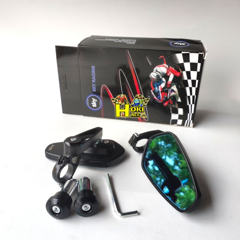 Spion Sepion Jalu Oval Bar End Mirror Motor Kaca Datar Biru Cnc Universal Nmax, Aerox, Pcx, Adv, Vario 125, Vario 150, Scoopy, Klx, Crf, Beat, Vixion, Satria fu Dll-4