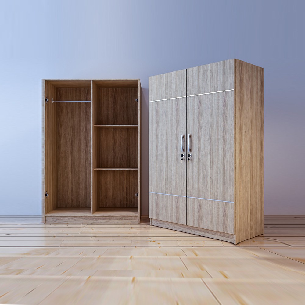 Anya-Living Furniture Lemari Pakaian Kecil Minimalis Levine BL - Sonoma Oak (Free Ongkir Jabodetabek