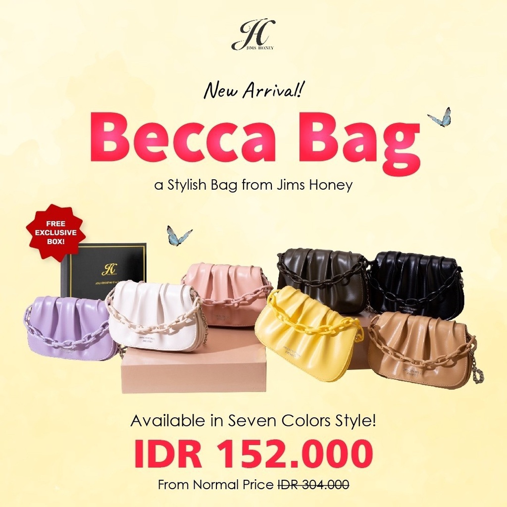 Jimshoney Becca Bag - Tas Selempang Rantai Plastik Slingbag Elegan Trendi Jims Honey Original - FREE