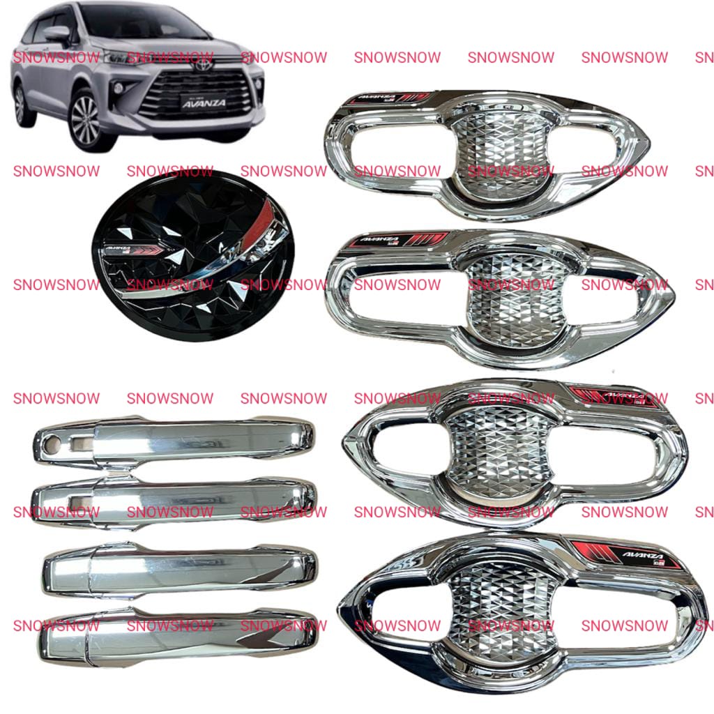 Paket Outer Handle Tank Cover Avanza Xenia 2021 2022 UP Exclusive Hitam Chrome