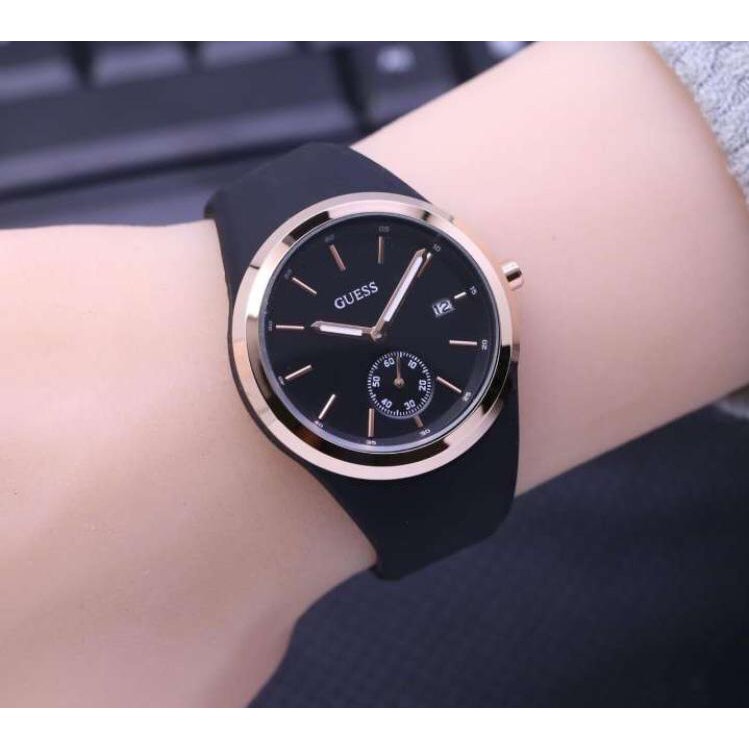 Jam Tangan Wanita GUESSS Rubber Ladies Stainless Steel Back