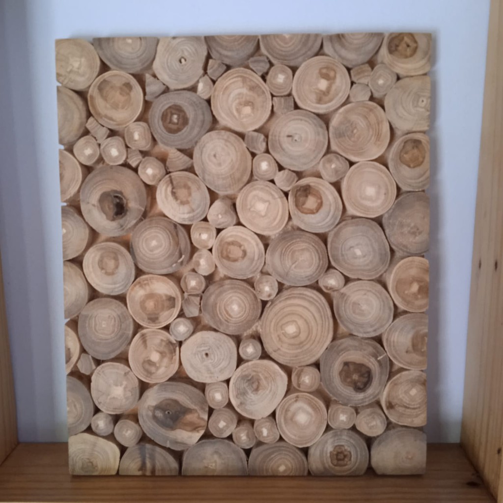 Hiasan dinding kayu bentuk persegi hiasan dekorasi unik