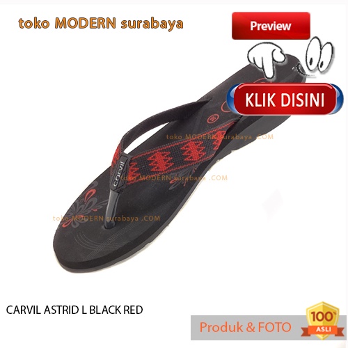 CARVIL ASTRID L BLACK RED sandal wanita casual sandal jepit