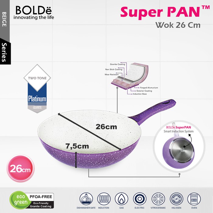 Wajan Super Pan Wok 26 cm Purple Series - BOLDe