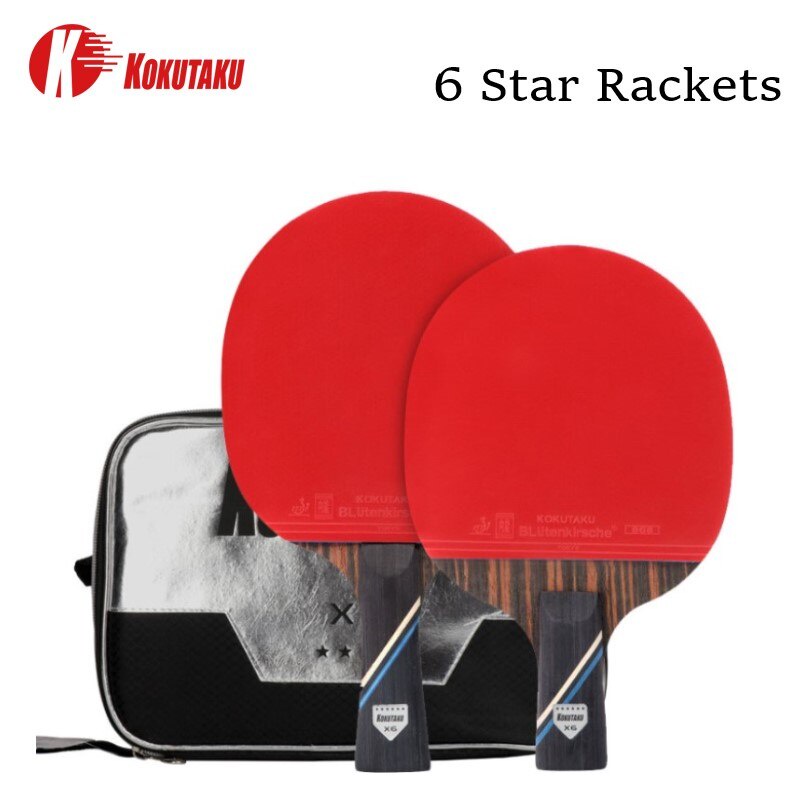 2pcs Kokutaku X4 / X5 / X6 Raket Tenis Meja / Ping Pong Bahan Karet Dengan 7 Bilah Kayu