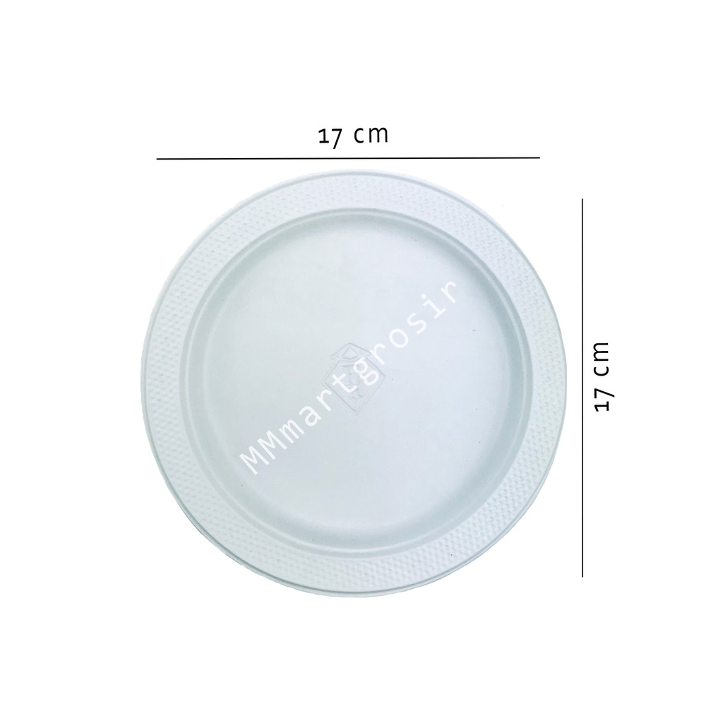 Piring / Piring Plastik / putih polos / isi 50 pcs / Uk 17x17cm