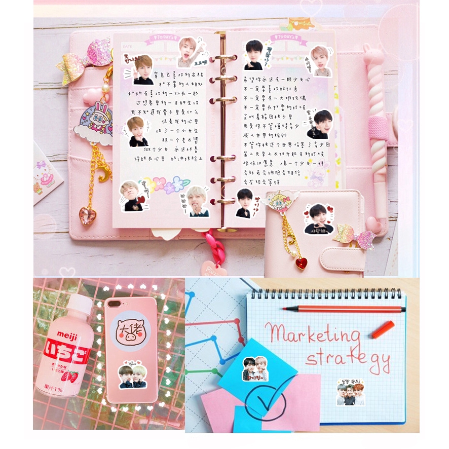 40pcs Stiker KPOP BTS DIY Untuk Scrapbook / Jurnal / Koper / Diary