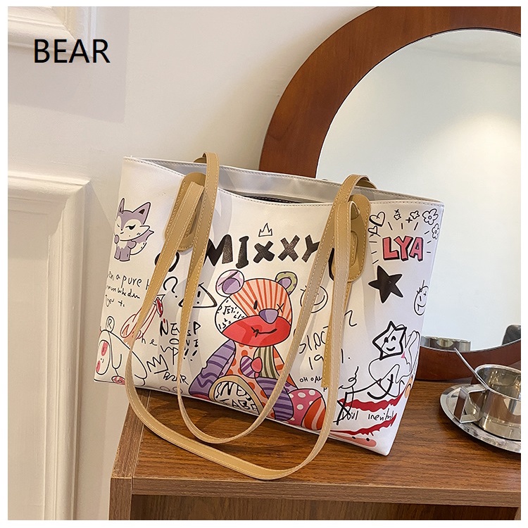 JK 896 1KG MUAT 4PCS TAS TOTE BAG  CUTE AESTHETIC MOTIF ASTRONOUT EAJ BAHAN PU FASHION IMPORT Z4225