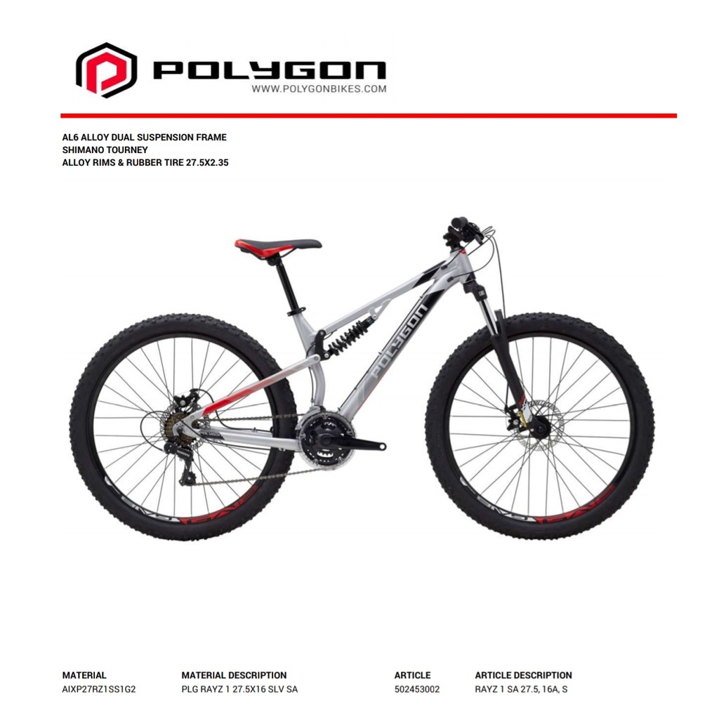 Sepeda MTB 27,5" Polygon Rayz 1 (SILVER)