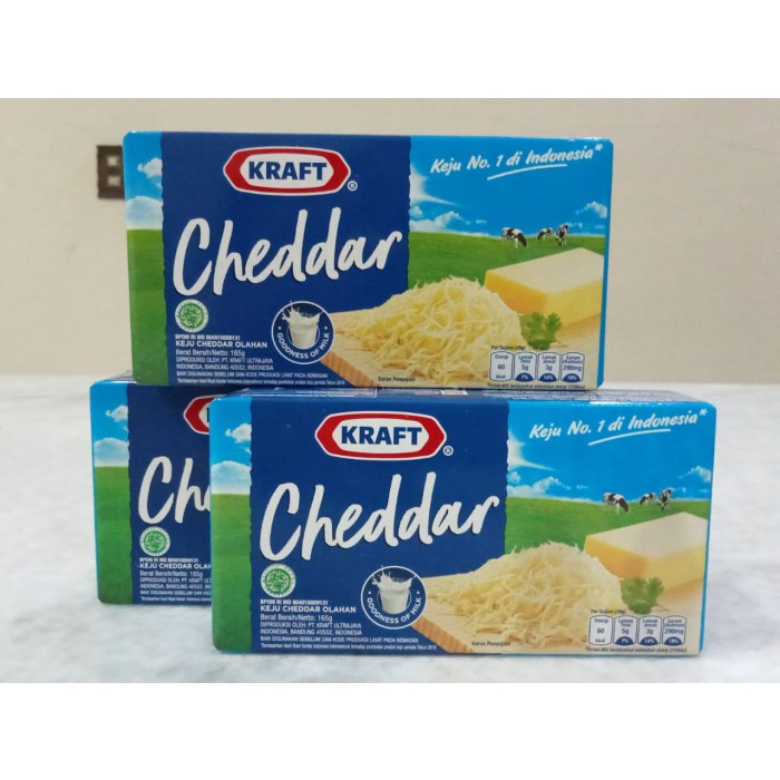 

Keju- Cheese Keju Cheddar Kraft 165 Gr Processed Cheddar Cheese -Keju.