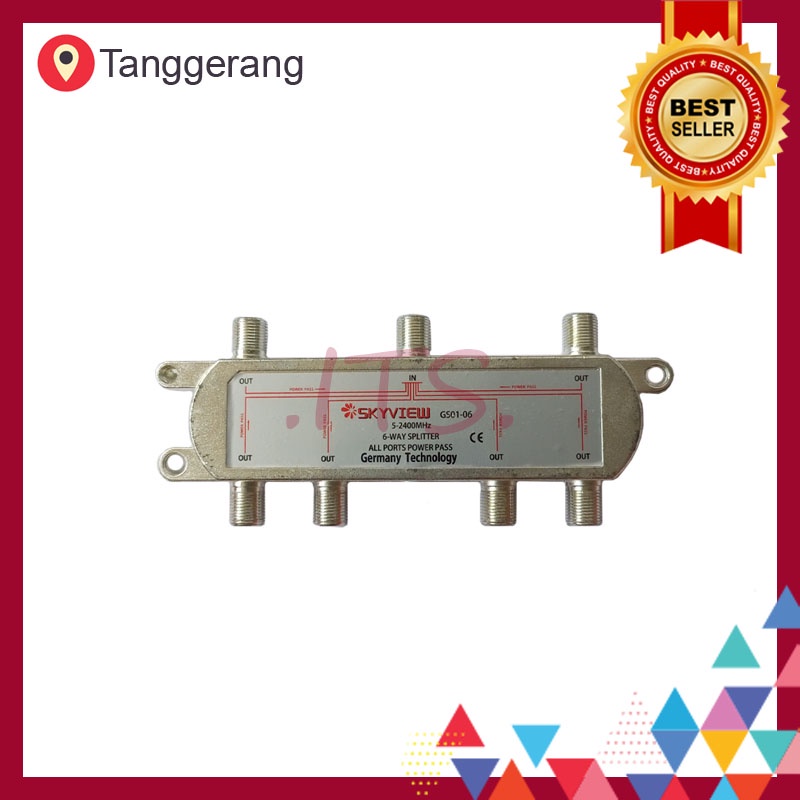 Bergaransi Splitter 6 Way SV01-06 Cabang Antena UHF Parabola Skyview ITS