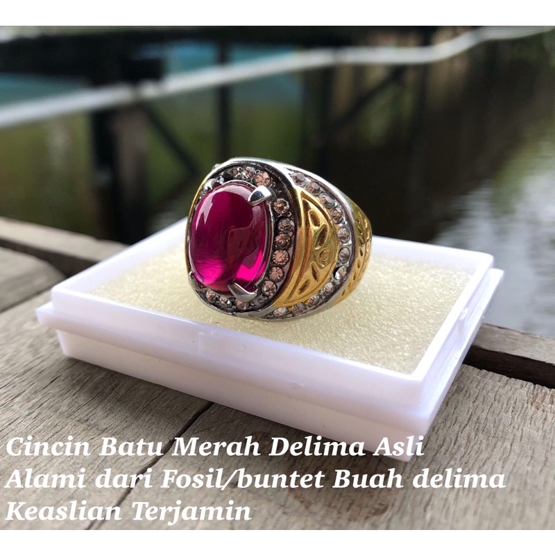 Cincin Batu Merah Delima Asli Fosil Biji Delima Peninggalan 076