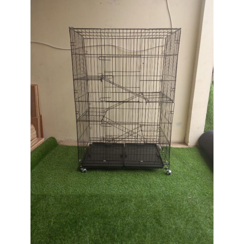 kandang kucing lipat tingkat 4 jumbo extra XXXL 135X92X62 + roda