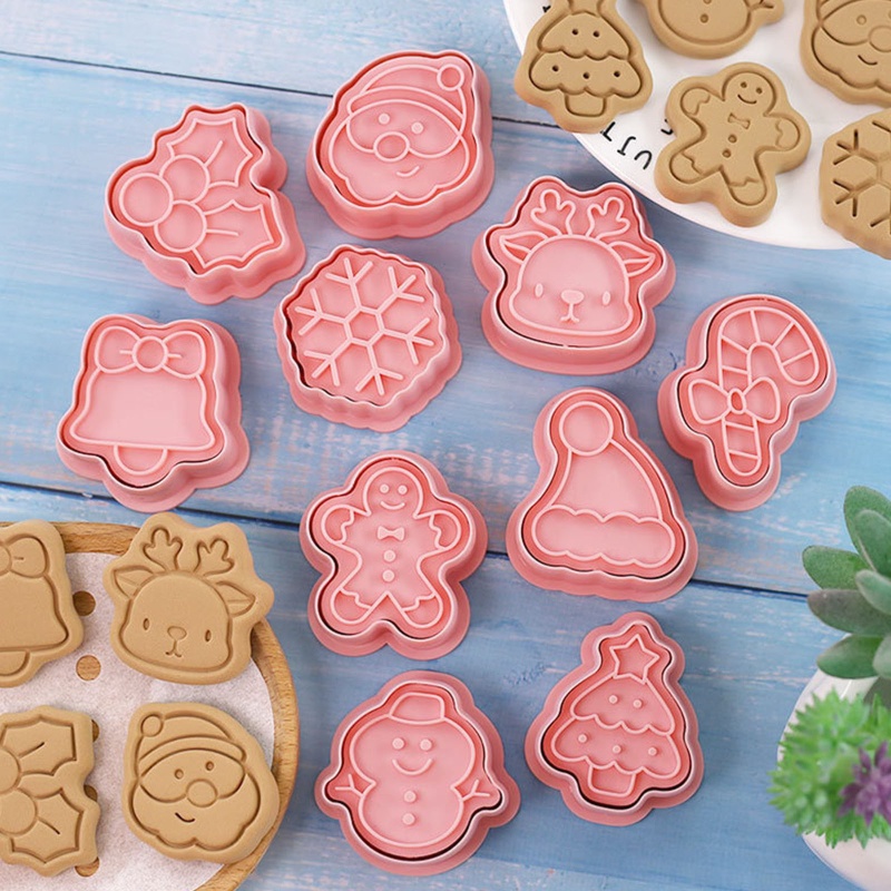 Zzz 10pcs / Set Cetakan Biskuit / Cookies Bentuk Kartun Natal 3D Untuk Aksesoris DIY