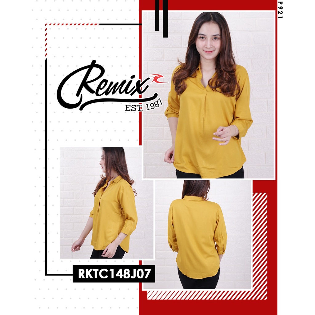 gof REMIX By (CARDINAL) KEMEJA BIG SIZE  POLOS Wanita Lengan Panjang Atasan Pakaian Hem Formal Distro Original