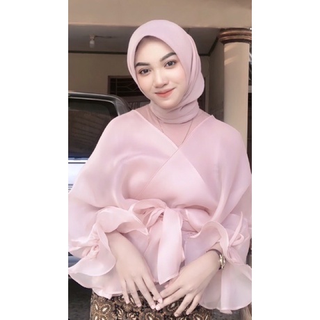 Aura Label - Rosie Bow Pink Organza Top - MOST WANTED blouse wanita organza pink pita puff