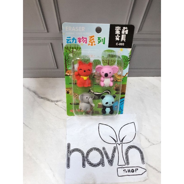 penghapus hewan/stip animal/hapusan lucu-W