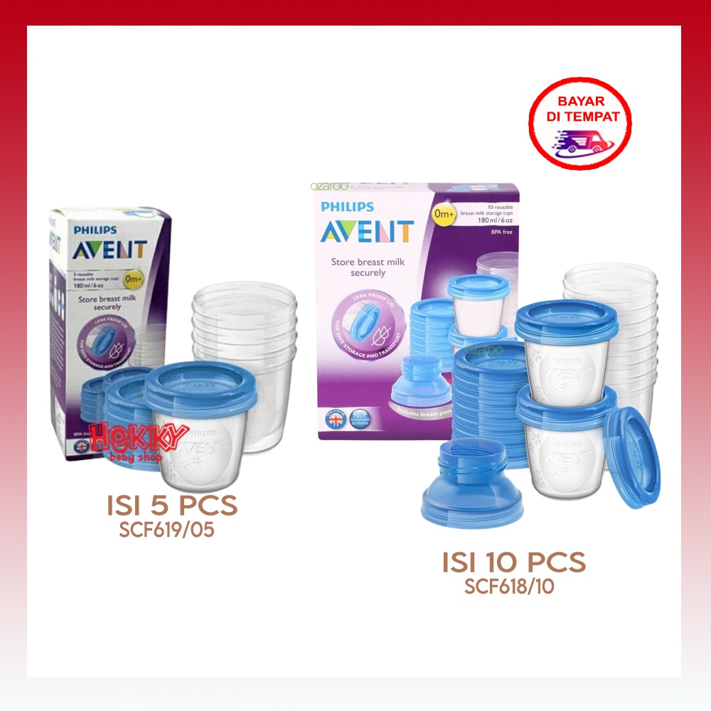 Philips Avent Breast Milk Storage Cups MPASI 180ml Isi 5  | 10 pc Tempat Simpan ASI MPASI