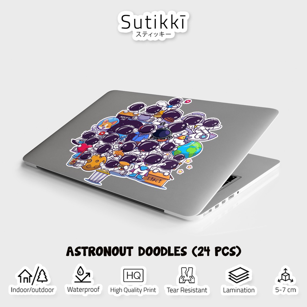 Sutikki | Sticker Pack Astonout Doodle NASA Astronot Doodles Chibi Cute Stiker Laptop Vinyl