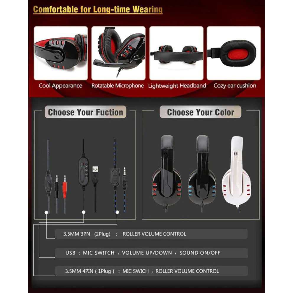 Headphone Headset Gaming laptop komputer with Microphone stereo bass murah SOYTO - SY733MV