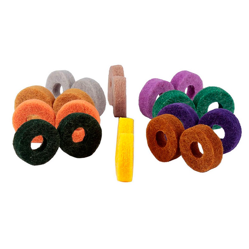 10pcs / Pak Pad Cymbal Pengganti Bentuk Bulat Bahan Felt Lembut Warna Acak Untuk Drum