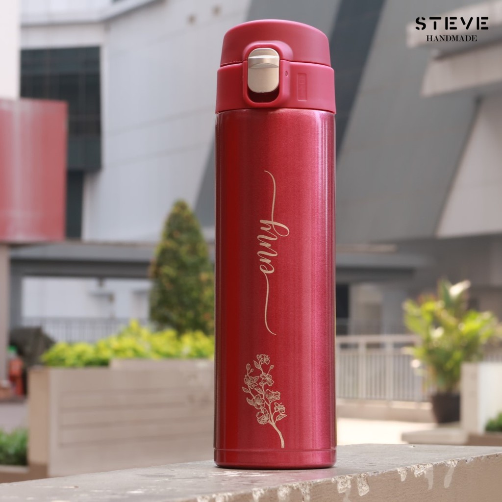 Botol minum stainless termos vacuum tumbler travel mug TM0389 Pink