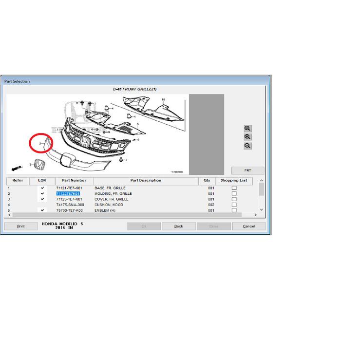 Grill Chrome Mobilio E 2014-2017 Genuine