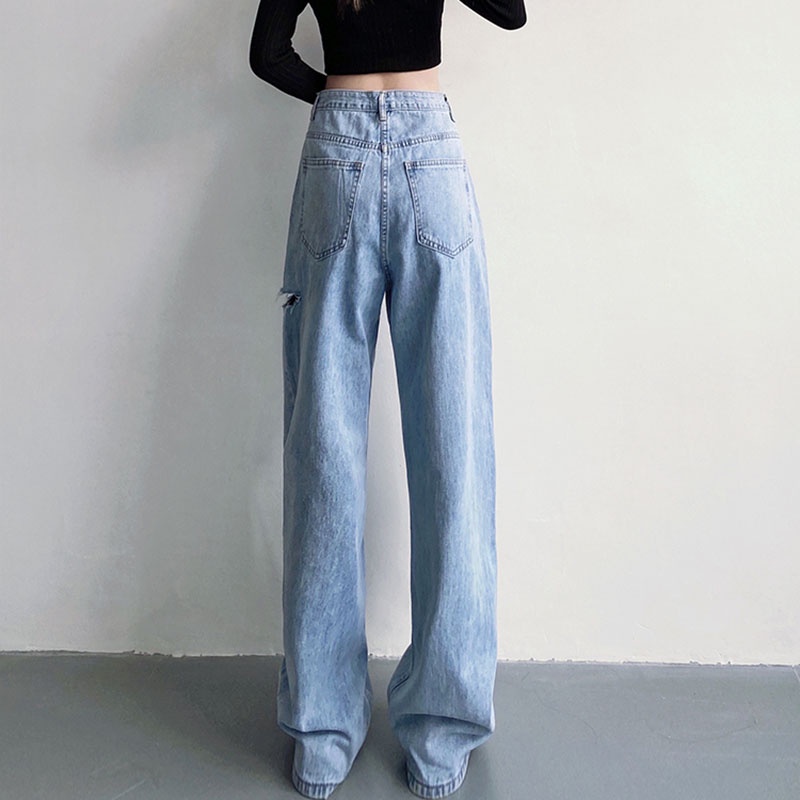 JEANS KOREAN STYLE HIGHT WAIST KULOT JEANS SOBEK CELANA JEANS WANITA