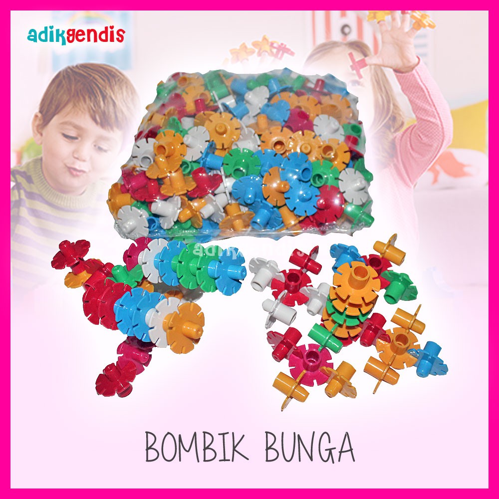 Mainan Edukasi / Edukatif Anak Puzzle Miniset Balok - Bombik Bunga JUMBO 500gr