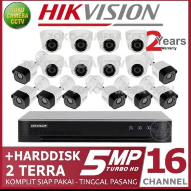 PAKET CCTV HIKVISION 5MP 16 CHANNEL HDD 4TB ORIGINAL HIKVISION