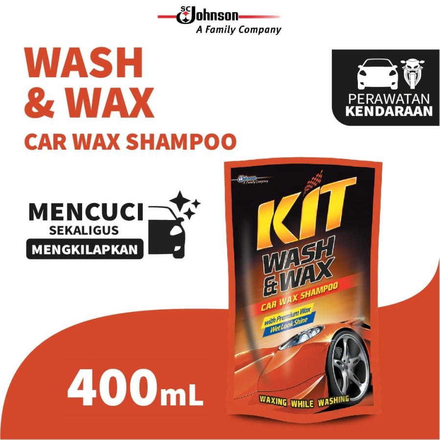 KIT Wash &amp; Wax Pouch shampoo sampo Pelindung Cat Mobil 400ML