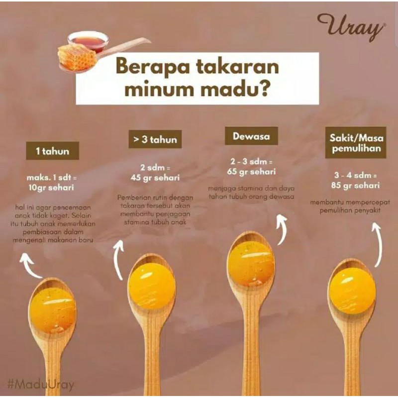 Madu Uray Natural Honey 450 gram 100% madu asli. madu hutan