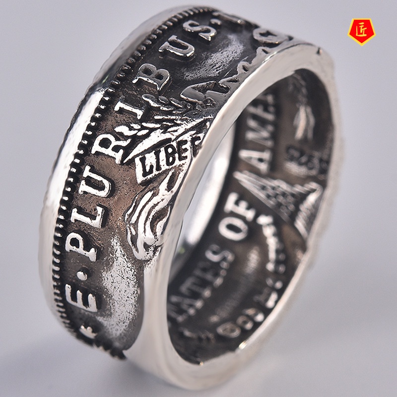 [Ready Stock]Retro 925 Silver Morgan Coin Ring